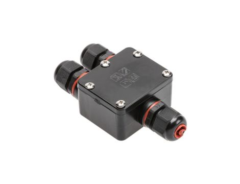 Mufa kablowa z dławikami na kable do 3x1,5mm2 hermetyczna IP67 UV trójnik czarna GTV