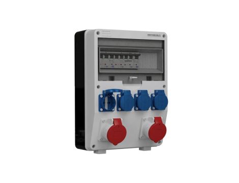 Rozdzielnica budowlana TD-S hermetyczna IP44 Wyposażona + 2x 16A/5P + 4x230V/2P+Z Schuko DOKTORVOLT DV-2008-D