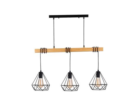 Lampa Wisząca Sufitowa VIGO 3x E27 Zwis Drewno Czarny GOLDLUX (Polux)