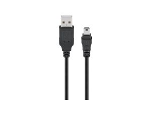 Kabel mini USB do synchronizacji i ładowania, Czarny - Długość kabla 1 m