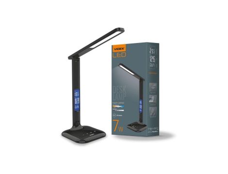 Lampka Biurkowa RIO LED VIDEX z możliwością ściemniania 5W 3000K - 5500K CCT Dotykowa CZARNA