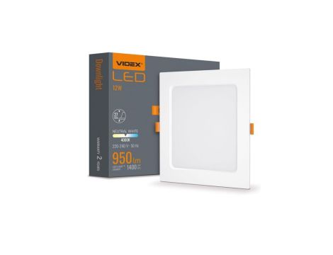 Panel LED Oprawa Podtynkowa Wpuszczana 12W 1400lm 4000K Neutralna Biała Videx