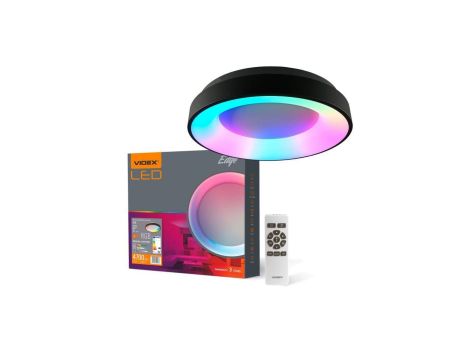 Plafon LED Lampa Sufitowa Natynkowa 72W 7500lm 2700-6000K CCT + RGB Czarna Ściemnialna + Pilot EDGE Videx