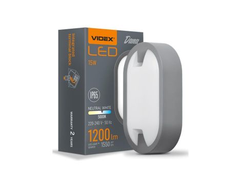 Lampa Ogrodowa Kinkiet Elewacyjny PLAFON LED 15W 5000K DANA VIDEX