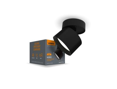 Lampa Ścienna Sufitowa Kinkiet Oprawa Punktowa Natynkowa GX53 Czarna Videx