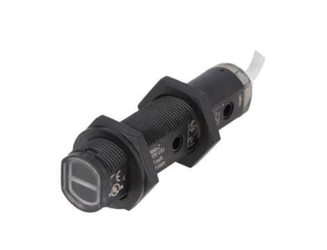 Czujnik fotoelektryczny, odbiciowy, z konfiguracją wyjścia PNP, max. 0,1A, przewody, IP67, BOS 18KF-PA-1PD-C-02