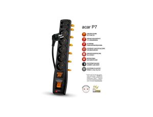 Przedłużacz przeciwprzepięciowy 7-gniazd ACAR P7 1,5m czarny