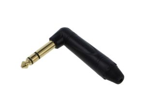 Złącze Jack 6,3mm, męskie, wtyk, kątowe 90, stereo, prąd znamionowy: 10A, złocony QS3RB-AU