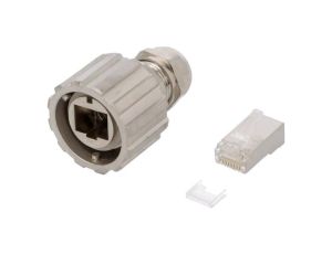 Złącze RJ45, żeńskie, wtyk, proste, okrągłe, ilość pinów: 8, ekranowane, kat 5e, 8p8c 17-101794