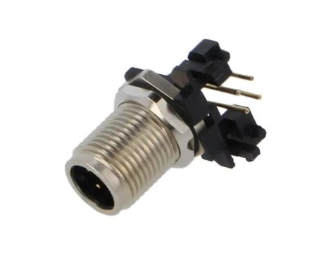Złącze M12, męskie, wtyk, kątowe, okrągłe, ilość pinów: 4, IP67 43-01204