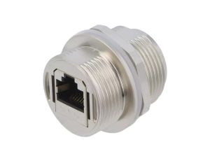 Złącze RJ45, żeńskie, łącznik, proste, okrągłe, ilość pinów: 8, ekranowane, kat 5e, 8p8c, IP67 17-100934