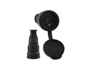 Gniazdo przenośne gumowe 16A 230V IP44 czarne AEI602279