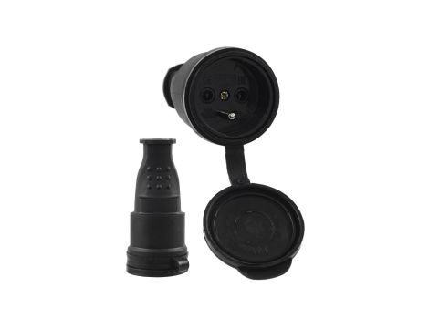 Gniazdo przenośne gumowe 16A 230V IP44 czarne AEI602279