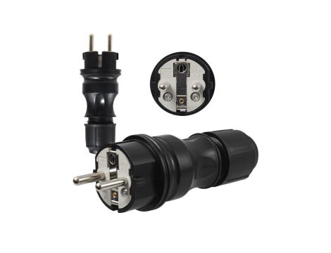 WTYCZKA ELEKTRYCZNA HERMETYCZNA GUMOWA IP54 16A 230V UNI-SCHUKO XTR54 W54.1.FG