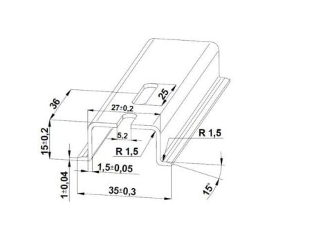 Szyna montażowa TS 35x15 Aluminium (pełna) - 1000 mm (za szt.)