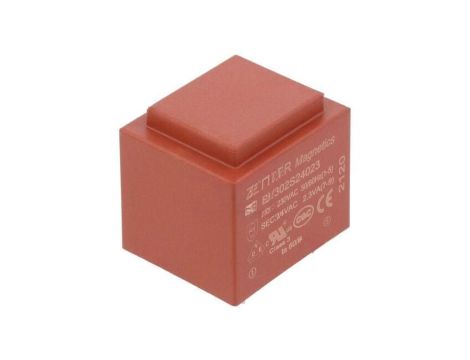 Transformator zalewany, Moc: 2,3VA, Upierw: 230VAC, Iwyj: 96mA, Uwyj: 24V, na PCB BV302S24023