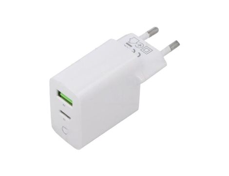 Zasilacz impulsowy, sieciowy,wtykowy, 5VDC, 3,4A, 20W, biały TA-UC-PDQC20L-W-01