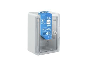 Obudowa ABS standardowa pusta 180x240x130 z ocynkowaną płytą montażową szara IP65 - transparentne drzwi PC EDO777014 EDO