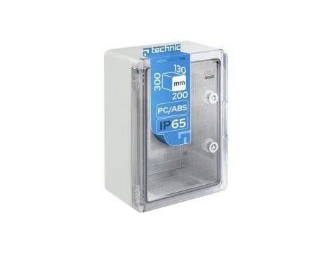 Obudowa ABS standardowa pusta 200x300x130 z ocynkowaną płytą montażową szara IP65 - transparentne drzwi PC-EDO777015 EDO