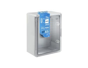 Obudowa ABS standardowa pusta 300x400x170 z ocynkowaną płytą montażową szara IP65 - transparentne drzwi PC- EDO777017 EDO