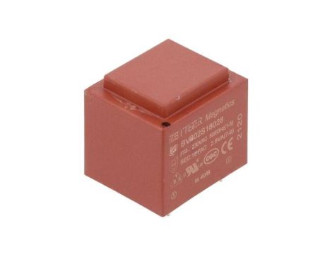 Transformator zalewany, Moc: 2,8VA, Upierw: 230VAC, Iwyj: 156mA, Uwyj: 18V, na PCB BV302S18028