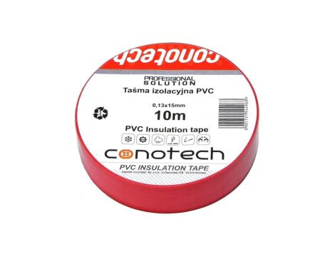 Taśma izolacyjna czerwona PVC 0,13x15x10m NS