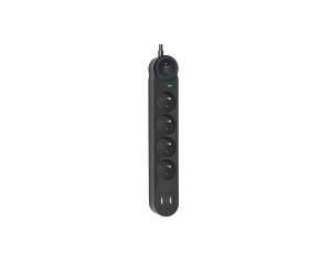 Urządzenie zabezp. p.przepięciowe SPD/przeciążeniowe ART FU815 z wył.4 gniazda-10A-2USB A+C-2.6A-czarny-3m-3x1,0mm2