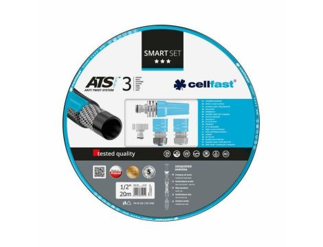 CELLFAST WĄŻ OGRODNICZY  SMART ATSV 1/2" 20m + ZESTAW KOŃCÓWEK
