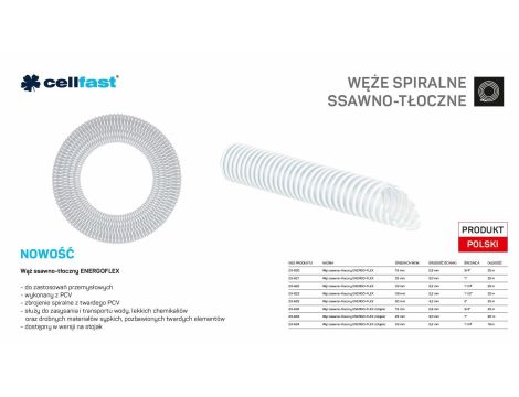 CELLFAST WĄŻ SSAWNO-TŁOCZNY DO POMP 19mm x 25mb BEZBARWNY ENERGO-FLEX NA STOJAK /NA STOJAK