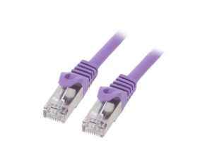 Patch cord F/UTP, Cat 6, RJ45 wtyk z obu stron, linka, CCA, 5m, PVC, fioletowy PP6-5M/V