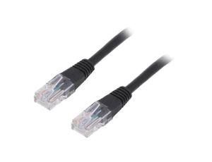 Patch cord U/UTP, Cat 5e, RJ45 wtyk z obu stron, linka, CCA, 5m PP12-5M/BK