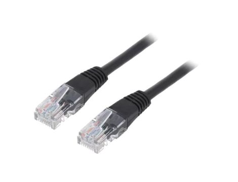 Patch cord U/UTP, Cat 5e, RJ45 wtyk z obu stron, linka, CCA, 0,5m PP12-0.5M/BK