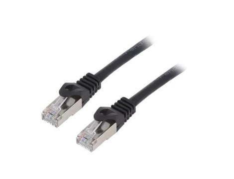 Patch cord F/UTP, Cat 6, RJ45 wtyk z obu stron, linka, CCA, 0,5m, PVC, czarny PP6-0.5M/BK