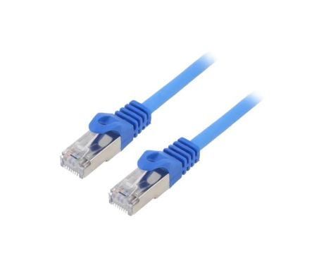 Patch cord F/UTP, Cat 6, RJ45 wtyk z obu stron, linka, CCA, 1m, PVC, niebieski PP6-1M/B