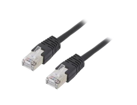 Patch cord F/UTP, Cat 5e, RJ45 wtyk z obu stron, linka, CCA, 0,5m PP22-0.5M/BK