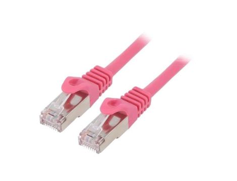 Patch cord F/UTP, Cat 6, wtyk RJ45 z obu stron, linka, CCA, 3m, PVC, różowy PP6-3M/RO