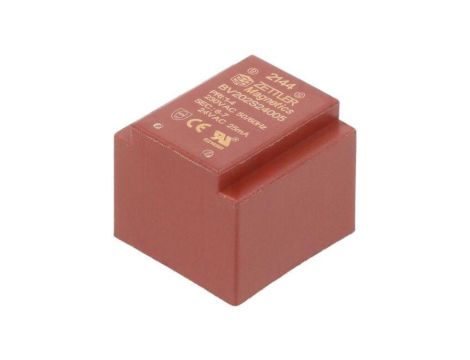 Transformator zalewany, Moc: 0,5VA, Upierw: 230VAC, Iwyj: 20,8mA, Uwyj: 24V, na PCB BV202S24005