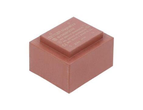 Transformator zalewany, Moc: 3,2VA, Upierw: 230VAC, Iwyj: 267mA, Uwyj: 12V, na PCB BV382S12032