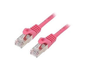 Patch cord F/UTP, Cat 6, wtyk RJ45 z obu stron, linka, CCA, 5m, PVC, różowy PP6-5M/RO