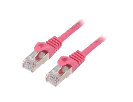 Patch cord F/UTP, Cat 6, wtyk RJ45 z obu stron, linka, CCA, 5m, PVC, różowy PP6-5M/RO
