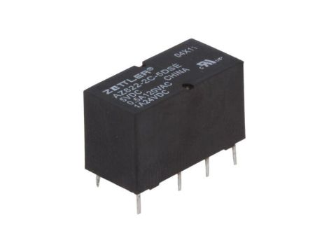 Przekaźnik elektromagnetyczny, DPDT, Ucewki: 5VDC, Iwyj: 2A, na PCB AZ822-2C-5DSE