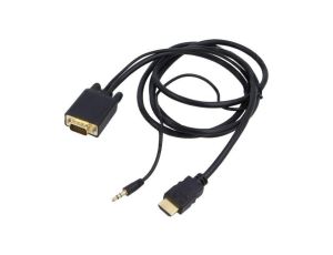 Kabel D-Sub 15pin HD wtyk,HDMI wtyk,Jack 3,5mm 3pin wtyk, dł. przewodu: 1,8m A-HDMI-VGA-03-6