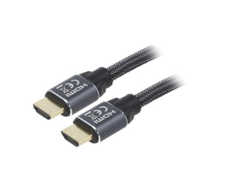 Kabel HDMI, wtyk z obu stron, tekstylny, czarny, 28AWG, dł. przewodu: 2m CCBP-HDMI-2M