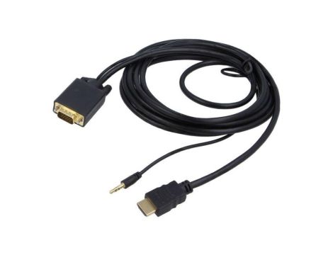 Kabel D-Sub 15pin HD wtyk,HDMI wtyk,Jack 3,5mm 3pin wtyk, dł. przewodu: 3m A-HDMI-VGA-03-10