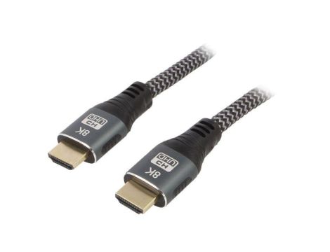 Kabel HDMI, wtyk z obu stron, tekstylny, czarny, materiał wykonania żyły: Cu, dł. przewodu: 1m CCB-HDMI8K-1M