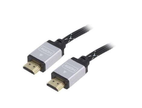 Kabel HDMI, wtyk z obu stron, tekstylny, czarny, 30AWG, dł. przewodu: 3m CCB-HDMIL-3M