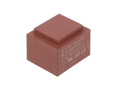 Transformator zalewany, Moc: 1,8VA, Upierw: 230VAC, Iwyj: 120mA, Uwyj: 15V, na PCB BV302S15018