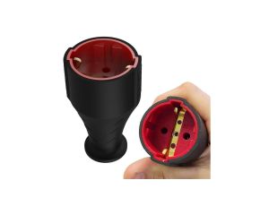 Wtyczka gumowa / gniazdo gumowe proste IP44 Schuko czarne 300.000.808 HOROZ