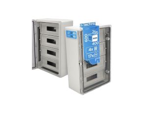 Obudowa ABS modułowa 17x4 z szyną TH 400x600x200 z ocynkowaną płytą montażową - transparentne drzwi PC - szara EDO777029 EDO