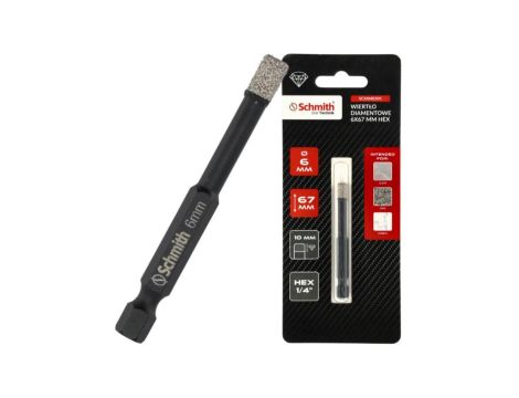 WIERTŁO DIAMETOWE OTWORNICA 6mm 67mm HEX NA SUCHO DO GRESU KAMIENIA SCHMITH